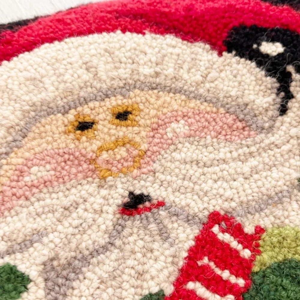 PEKING HANDICRAFT SANTA CLAUS Design CREWEL Wool Pillow Sham Cover 16” X 16”